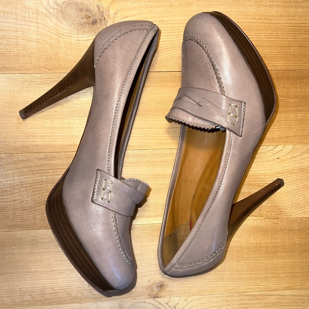 J Crew Biella Blush Taupe loafer heel 8.5